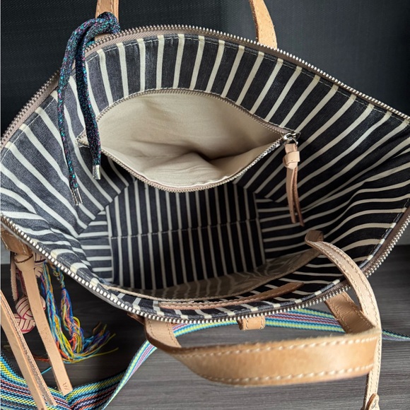 Consuela White and Tan Tote Bag with Textured Design - Picture 5 of 6